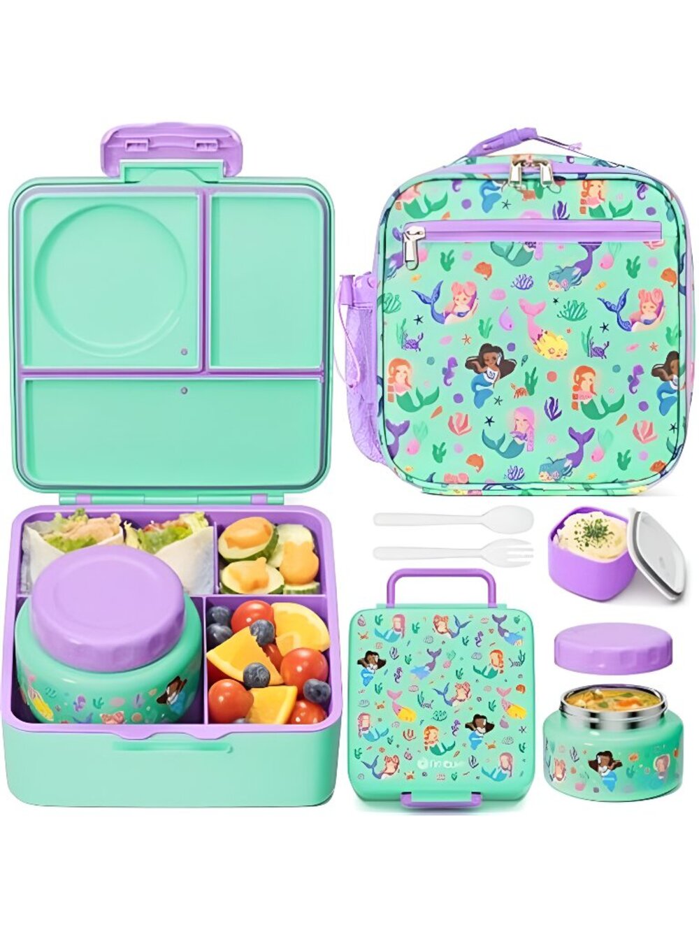 Bento lunch Box Set for Kids Adult with 8oz Insulated Food Jar, Lunch Box